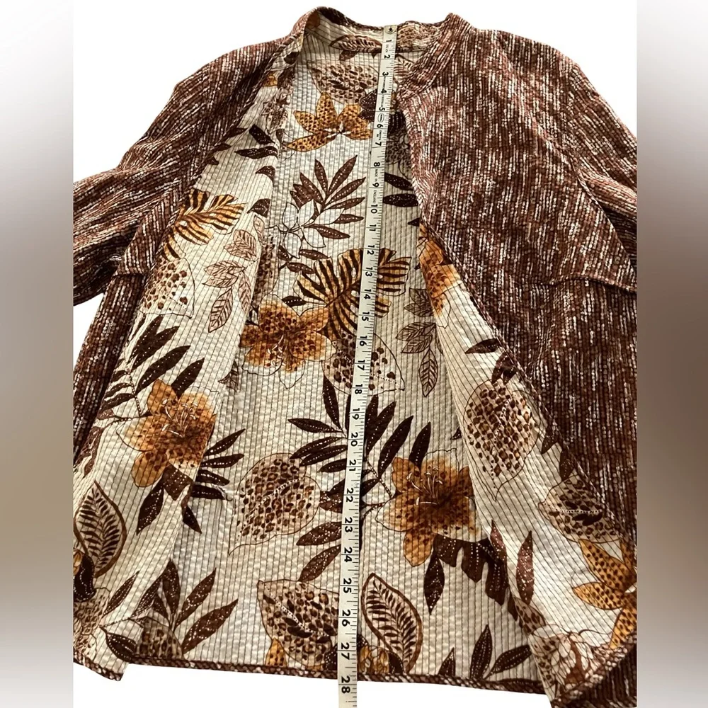 Women’s Reversible Jacket Blazer Open Front Floral Safari Print See Measurements